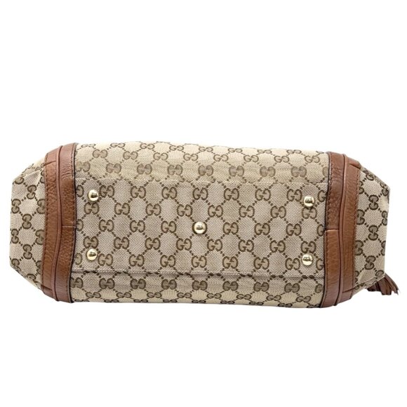 GUCCI Vintage GG Logo Monogram Shoulder Bag Brown Canvas Leather Bamboo [106428] - Picture 9 of 16